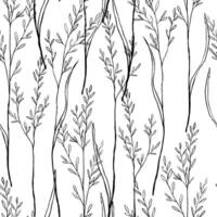 Sketches of field plants. Hand drawn seamless pattern. Gentle colorful botanical ornament. Abstract summer design for print, wrap, decor, fabric, textile, background, wallpapers, scrapbooking. vector