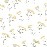 Wild plants seamless pattern. Floral ornament in simple style. Hand drawn illustration. Abstract gentle botanical design. vector