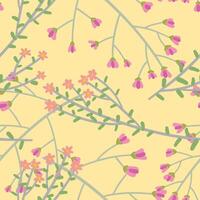Wild plants seamless pattern. Floral ornament in simple style. Hand drawn illustration. Abstract gentle botanical design. vector