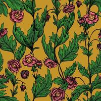 Geum Rivale flowers, wild plants decorative wallpaper. Hand drawn vintage seamless pattern. Botanical gentle floral background. vector