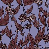 Geum Rivale flowers, wild plants decorative wallpaper. Hand drawn vintage seamless pattern. Botanical gentle floral background. vector
