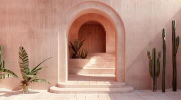 Palm Tree Against Pink Wall photo