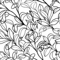 Branches of Fiddle-leaf fig ornament. Hand drawn botanical seamless pattern. vector