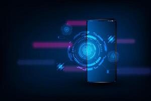 Mobile mockup witch communication and social media concept. Technology connecting abstract blue background. vector