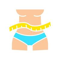 Fitness icon. Waist with measuring tape, weight loss, health, diet, exercise, slim, body shape, fitness, wellness. vector