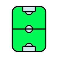 Soccer field set icon. Football pitch, goalposts, center circle, green turf, sports arena, playing field, team sport, match area. vector