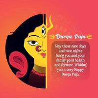 contento Durga puja festival, diosa Durga ilustración con texto caja vector