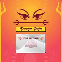 contento Durga puja festival, diosa Durga ilustración con texto caja vector