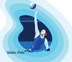 Woman playing water polo water sport activity vector