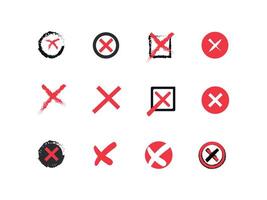 Cross marks symbol collection flat styles vector