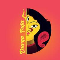 contento Durga puja festival, diosa Durga ilustración con texto caja vector