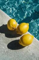 Lemons Next to Swimming Pool photo