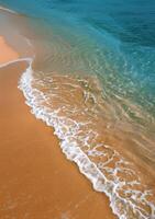 Aerial View of Beach With Incoming Waves photo