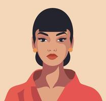 flat portrait of a beautiful girl. Hairstyle. Postcard-poster. Avatar of a fashionable girl for social networks. For social media user profile, website and app design and development, icons vector