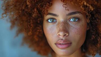 Close Up of Woman With Freckles on Face photo