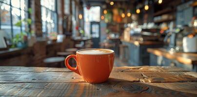 A Cup of Coffee on Wooden Table photo