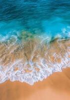 Aerial View of Beach With Incoming Waves photo