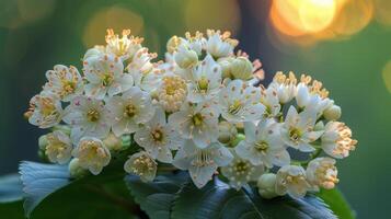 Cluster of Flowers Growing on a Tree photo
