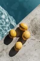 Lemons Next to Swimming Pool photo