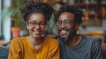 A Man and a Woman Sitting Next to Each Other photo