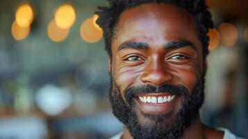 Close Up Portrait of Person With Beard photo