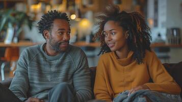 A Man and a Woman Sitting Next to Each Other photo