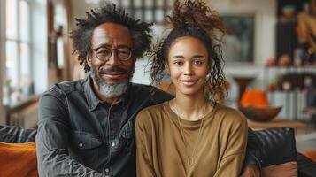 A Man and a Woman Sitting Next to Each Other photo