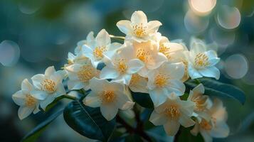 racimo de flores creciente en un árbol foto