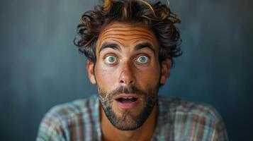 Close-up of a Man With Blue Eyes photo