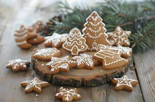Wooden Plate With Iced Cookies photo