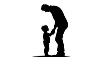Father Toddler Son black Silhouette Clip art vector