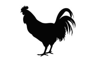 pollo en pie negro silueta clipart aislado en un blanco antecedentes vector