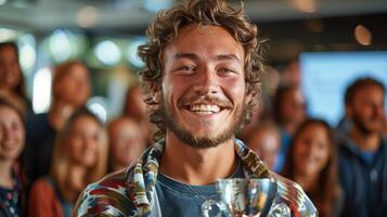 Man With Dreadlocks Smiles at Camera photo