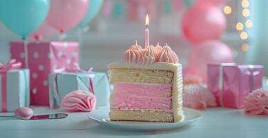 Slice of Cake With Candle photo