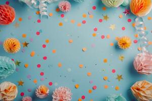 Blue Background With Stars and Confetti photo