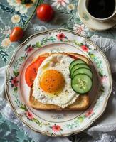 Plate of Food With Fried Egg photo