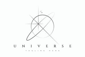Universe Eclipse Sacred Geometry Logo Mystical Tattoo Symbol Business Boutique Fashion Spirituality vector