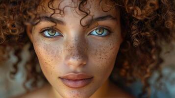 Close-Up Portrait of Woman With Curly Hair photo