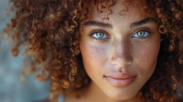 Close-Up Portrait of Woman With Curly Hair photo