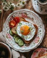 Plate of Food With Fried Egg photo
