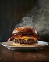 Bacon, Egg, and Cheese Sandwich on a Plate photo