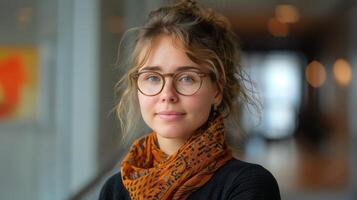 Woman Wearing Glasses and Scarf photo