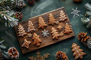 Tray of Decorated Christmas Cookies on a Table photo