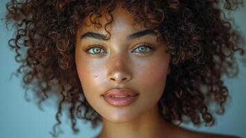 Close-Up Portrait of Woman With Curly Hair photo