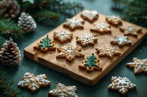 Tray of Decorated Christmas Cookies on a Table photo