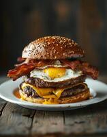 Bacon, Egg, and Cheese Sandwich on a Plate photo