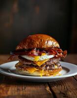 Bacon, Egg, and Cheese Sandwich on a Plate photo