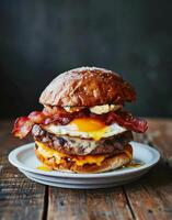 Bacon, Egg, and Cheese Sandwich on a Plate photo