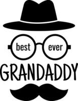This retro design showcases a hat, glasses, and mustache with Best Ever Granddaddy text makes for a perfect gift. vector