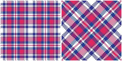 Scottish Tartan Plaid Seamless Pattern, Checkerboard Pattern. Seamless Tartan Illustration Set for Scarf, Blanket, Other Modern Spring Summer Autumn Winter Holiday Fabric Print. vector